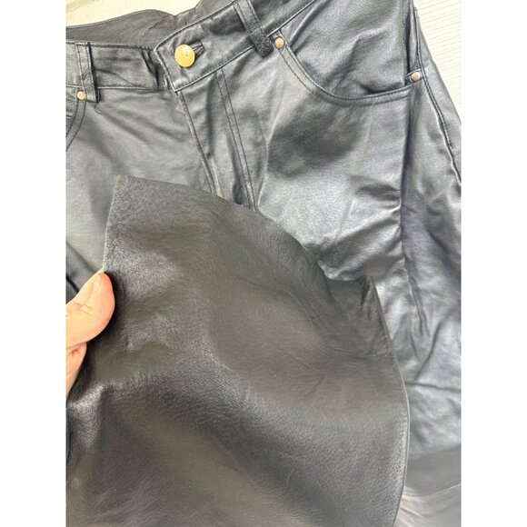 Vintage 90's Bagazio Mens Soft Leather Biker Pants Size 32 - Picture 7 of 16